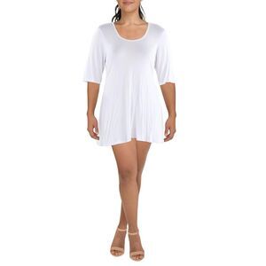 24seven Comfort Apparel Womens White Open Chest Mini Mini Dress Plus NWT